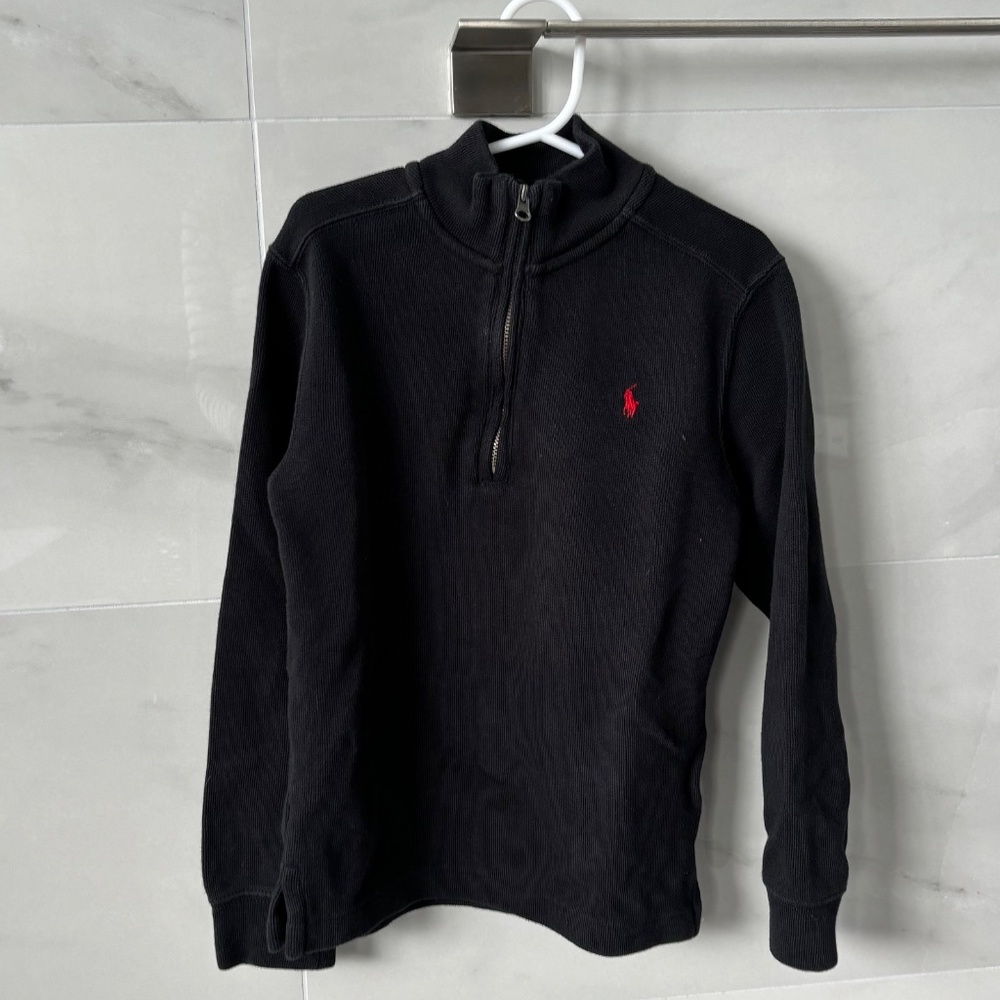 2/$16 Black POLO Ralph Lauren Half-Zip Long Sleeve Knit - 7 Boys